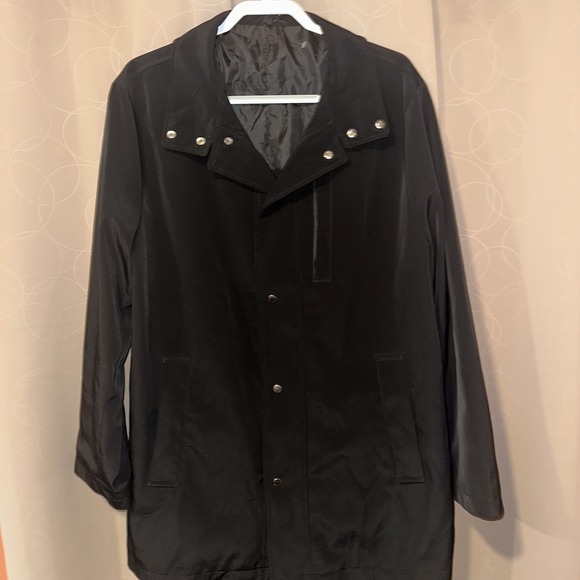 Joseph Abboud Mens XL Overcoat Black Wool-Blend Snap Front Mid-Length Rain Coat - Picture 1 of 4